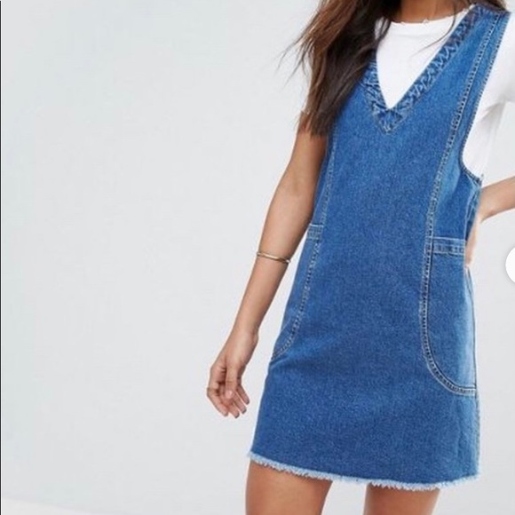 ASOS Denim Pinafore Dress Size 2 - Picture 1 of 4